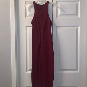 Express form fitting burgundy dress